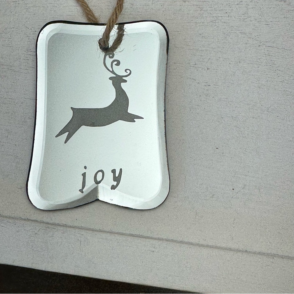 Set of Two Vintage Glass Deer Joy & Dove Peace Ornaments - Picture 5 of 11